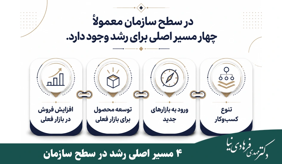 انواع استراتژی در سطح سازمان 2 ۴ مسیر اصلی رشد در سطح سازمان